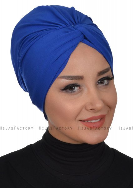 Astrid - Turbante Di Cotone Blu - Ayse Turban