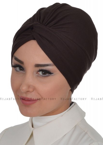Astrid - Turbante Di Cotone Marrone - Ayse Turban