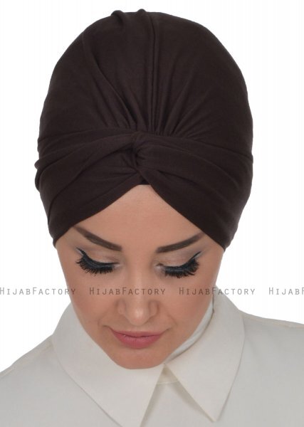 Astrid - Turbante Di Cotone Marrone - Ayse Turban