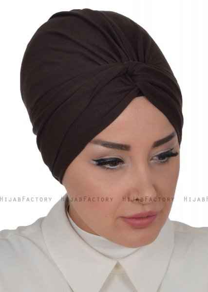 Astrid - Turbante Di Cotone Marrone - Ayse Turban