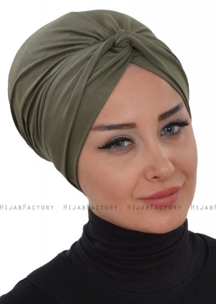 Astrid - Turbante Di Cotone Cachi - Ayse Turban