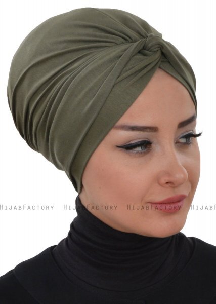 Astrid - Turbante Di Cotone Cachi - Ayse Turban