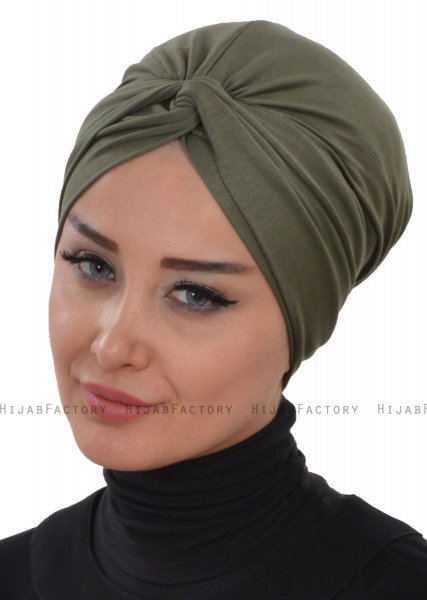 Astrid - Turbante Di Cotone Cachi - Ayse Turban