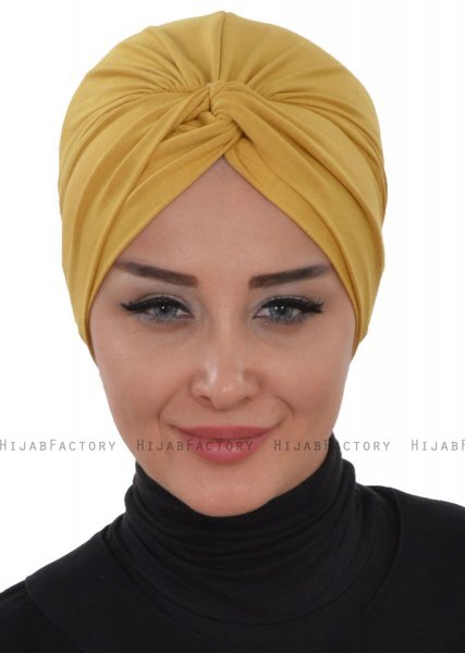 Astrid - Turbante Di Cotone Mostarda - Ayse Turban