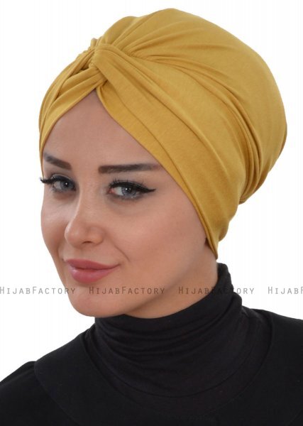 Astrid - Turbante Di Cotone Mostarda - Ayse Turban