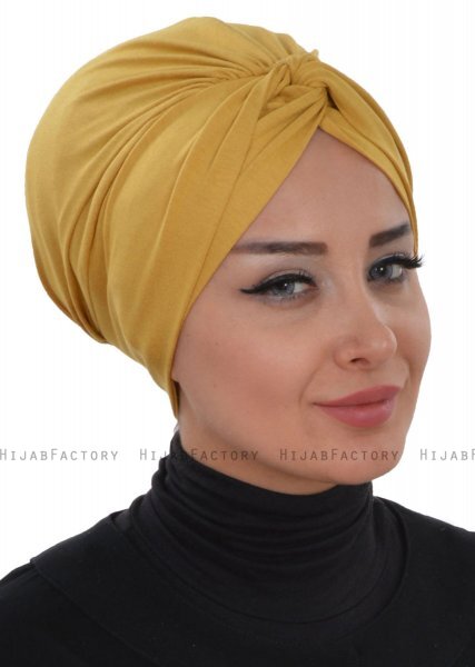 Astrid - Turbante Di Cotone Mostarda - Ayse Turban