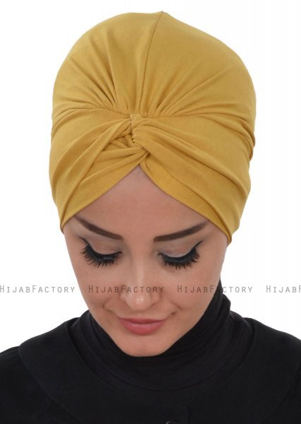 Astrid - Turbante Di Cotone Mostarda - Ayse Turban