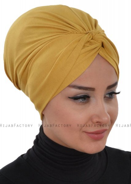 Astrid - Turbante Di Cotone Mostarda - Ayse Turban