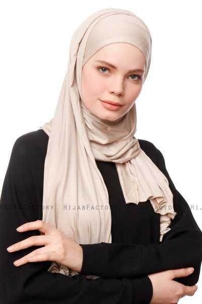 Asya - Hijab Pratico Viscosa Taupe Chiaro