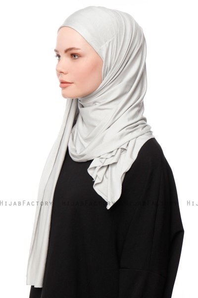 Asya - Hijab Pratico Viscosa Grigio Chiaro