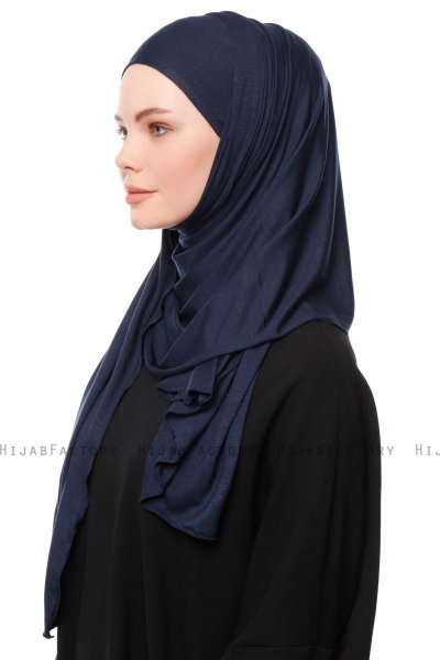 Asya - Hijab Pratico Viscosa Blu Navy