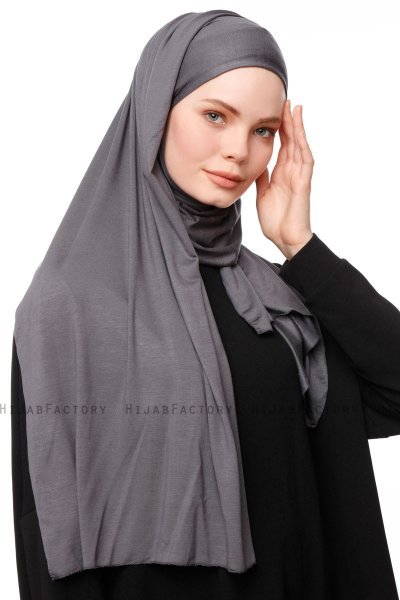 Asya - Hijab Pratico Viscosa Grigio Scuro