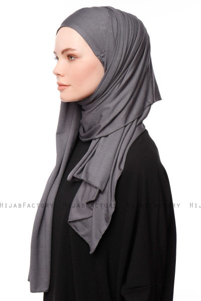 Asya - Hijab Pratico Viscosa Grigio Scuro