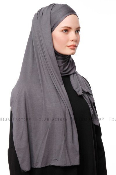 Asya - Hijab Pratico Viscosa Grigio Scuro