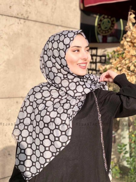 Atika - Hijab Fantasia Di Cotone Grigio - Mirach