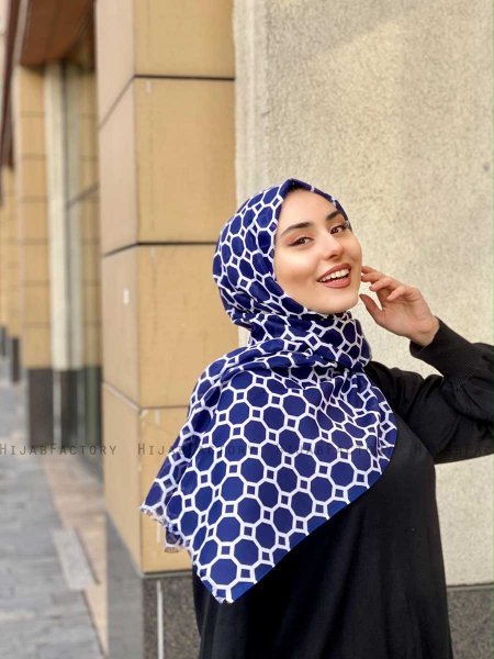Atika - Hijab Fantasia Di Cotone Blu Navy - Mirach