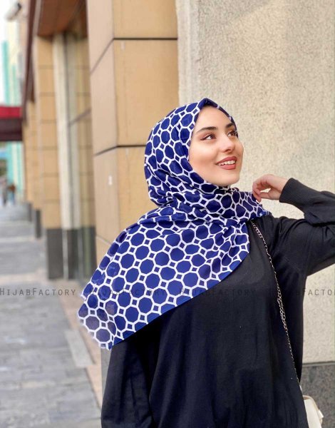 Atika - Hijab Fantasia Di Cotone Blu Navy - Mirach