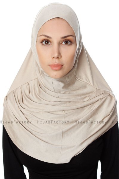 Ava - Hijab Al Amira Taupe Chiaro One-Piece - Ecardin