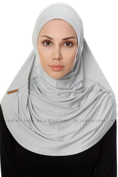 Ava - Hijab Al Amira Grigio Chiaro One-Piece - Ecardin