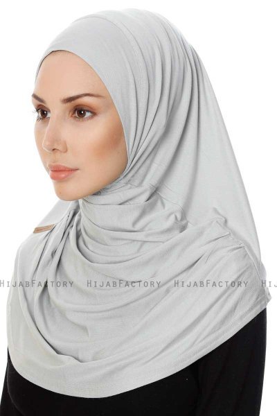 Ava - Hijab Al Amira Grigio Chiaro One-Piece - Ecardin