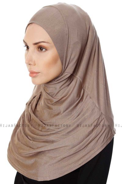 Ava - Hijab Al Amira Taupe Scuro One-Piece - Ecardin