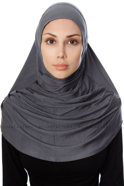 Ava - Hijab Al Amira Grigio Scuro One-Piece - Ecardin