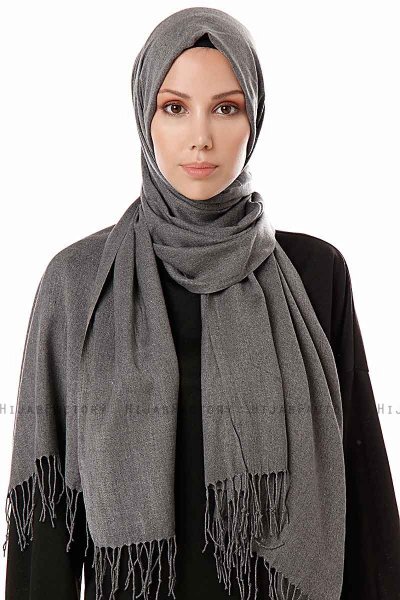 Aysel - Hijab Pashmina Grigio Scuro - Gülsoy