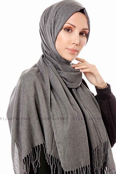 Aysel - Hijab Pashmina Grigio Scuro - Gülsoy