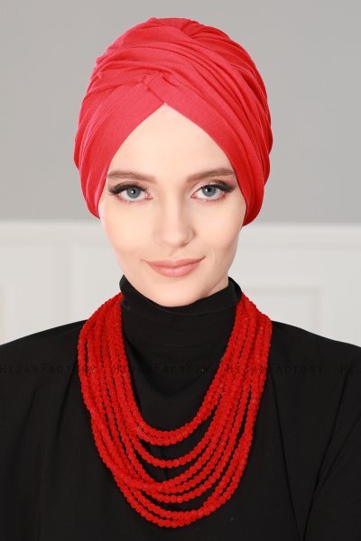 Fiona - Turbante Di Cotone Rosso - Ayse Turban