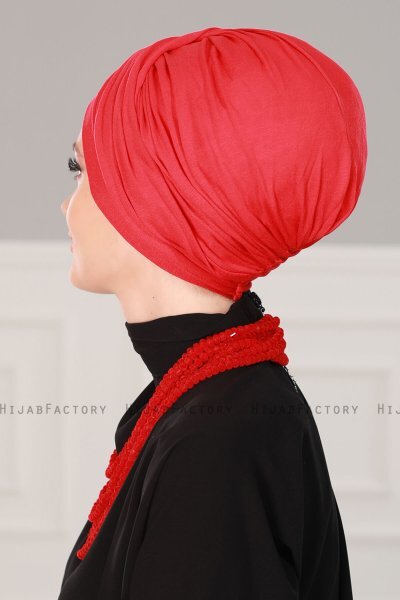 Fiona - Turbante Di Cotone Rosso - Ayse Turban