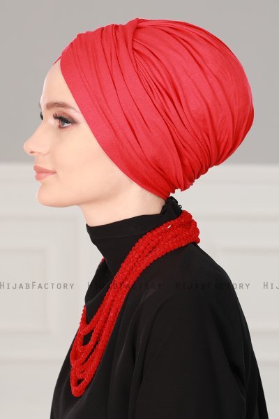 Fiona - Turbante Di Cotone Rosso - Ayse Turban