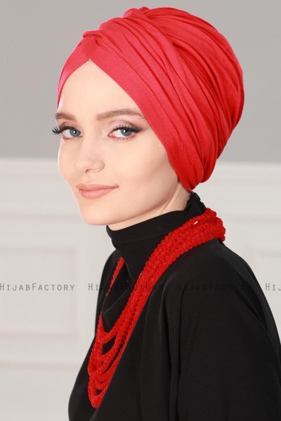 Fiona - Turbante Di Cotone Rosso - Ayse Turban