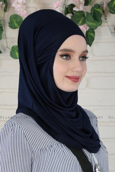 Wilda - Hijab Di Cotone Blu Navy