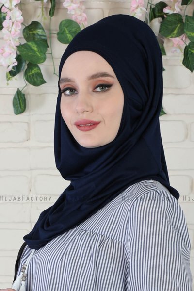 Wilda - Hijab Di Cotone Blu Navy