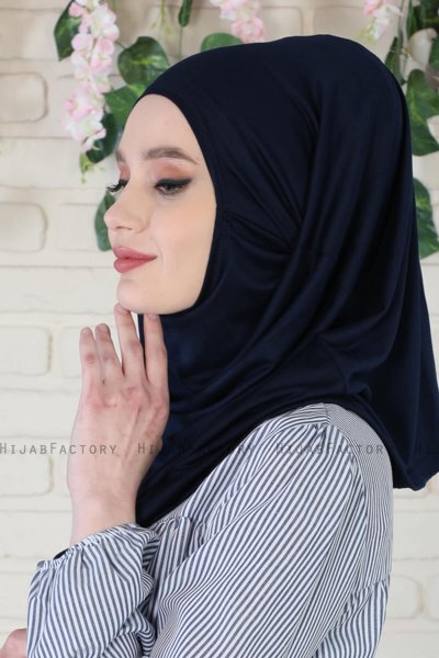 Wilda - Hijab Di Cotone Blu Navy