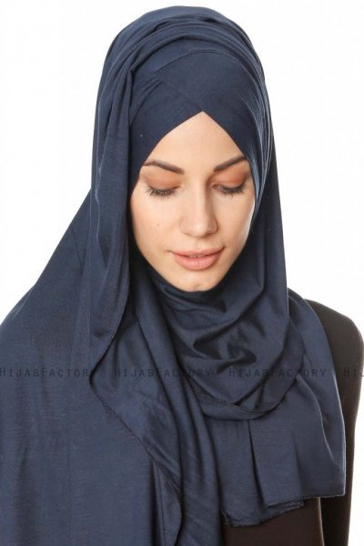 Betul - Blu Navy 1X Jersey Hijab - Ecardin