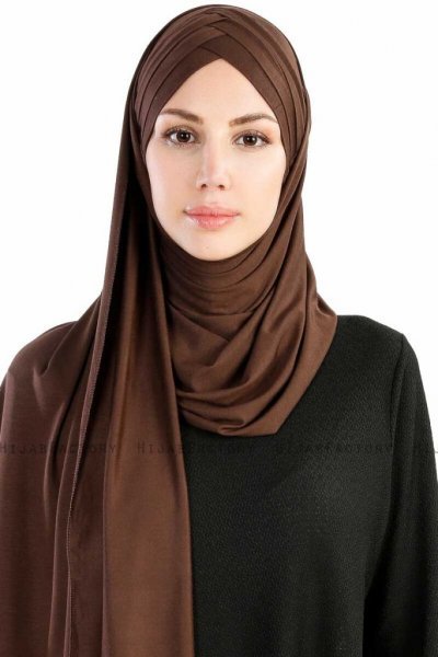 Cansu Brun 3X Jersey Hijab Ecardin 200908-1
