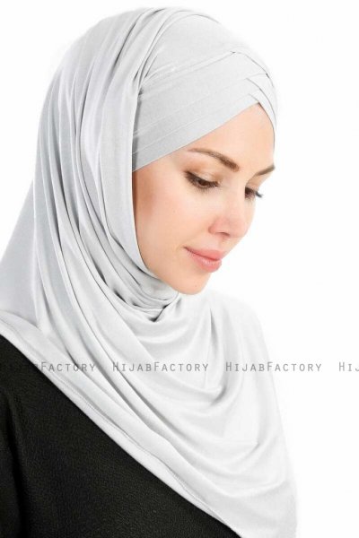Cansu Ljusgrå 3X Jersey Hijab Sjal Ecardin 200928-4