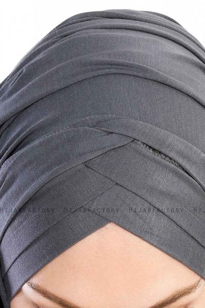 Cansu Mörkgrå 3X Jersey Hijab Sjal Ecardin 200927-5