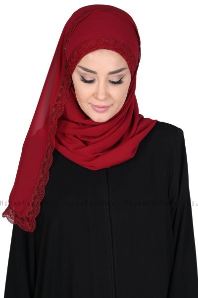 Carin - Hijab Chiffon Pratico Bordò