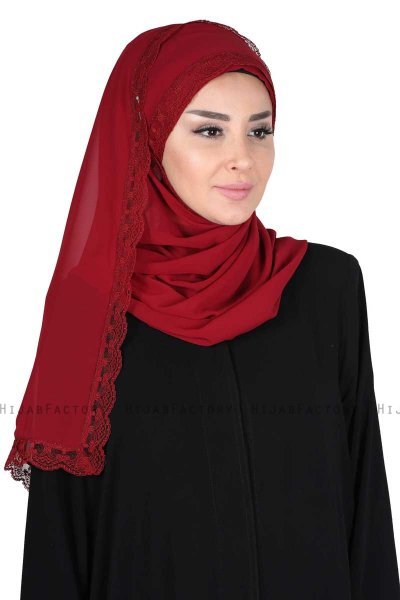 Carin - Hijab Chiffon Pratico Bordò