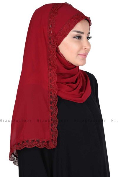 Carin - Hijab Chiffon Pratico Bordò