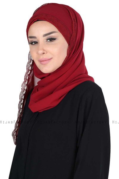 Carin - Hijab Chiffon Pratico Bordò