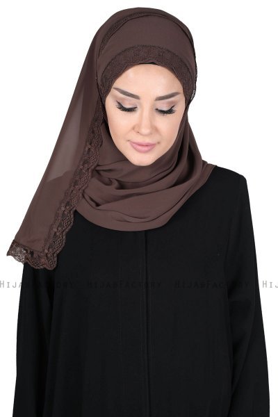 Carin - Hijab Chiffon Pratico Marrone