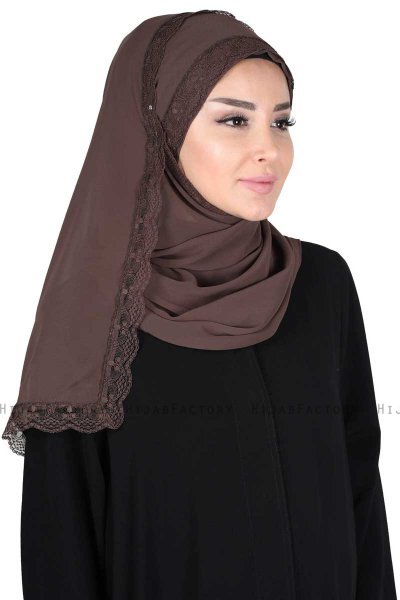 Carin - Hijab Chiffon Pratico Marrone
