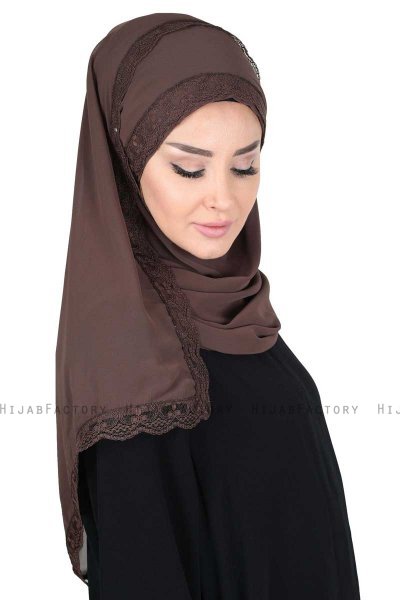 Carin - Hijab Chiffon Pratico Marrone