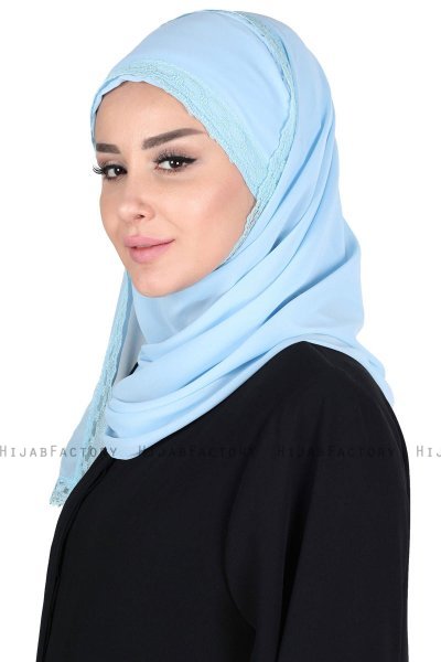 Carin - Hijab Chiffon Pratico Azzurro