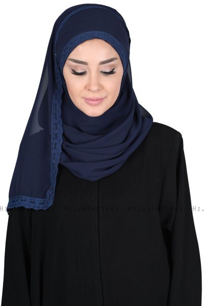 Carin - Hijab Chiffon Pratico Blu Navy