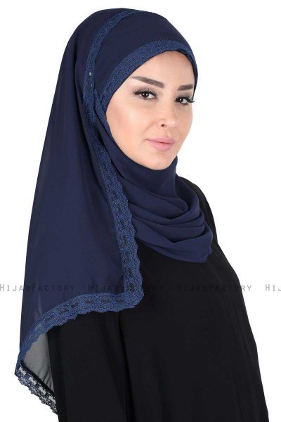 Carin - Hijab Chiffon Pratico Blu Navy