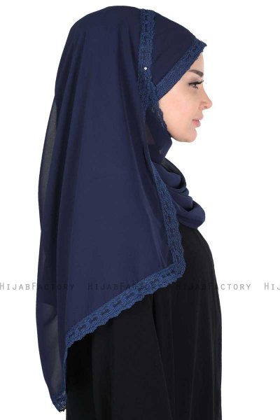 Carin - Hijab Chiffon Pratico Blu Navy
